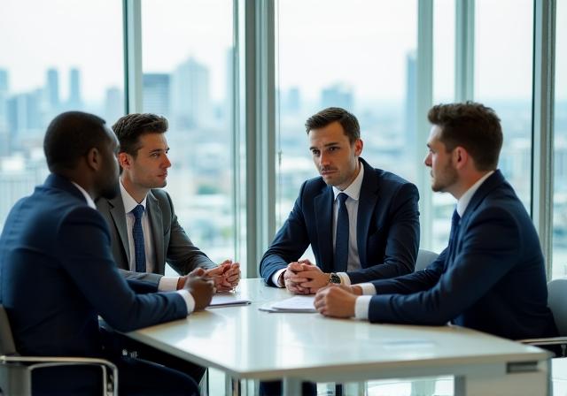Executive team collaborating in a modern boardroom